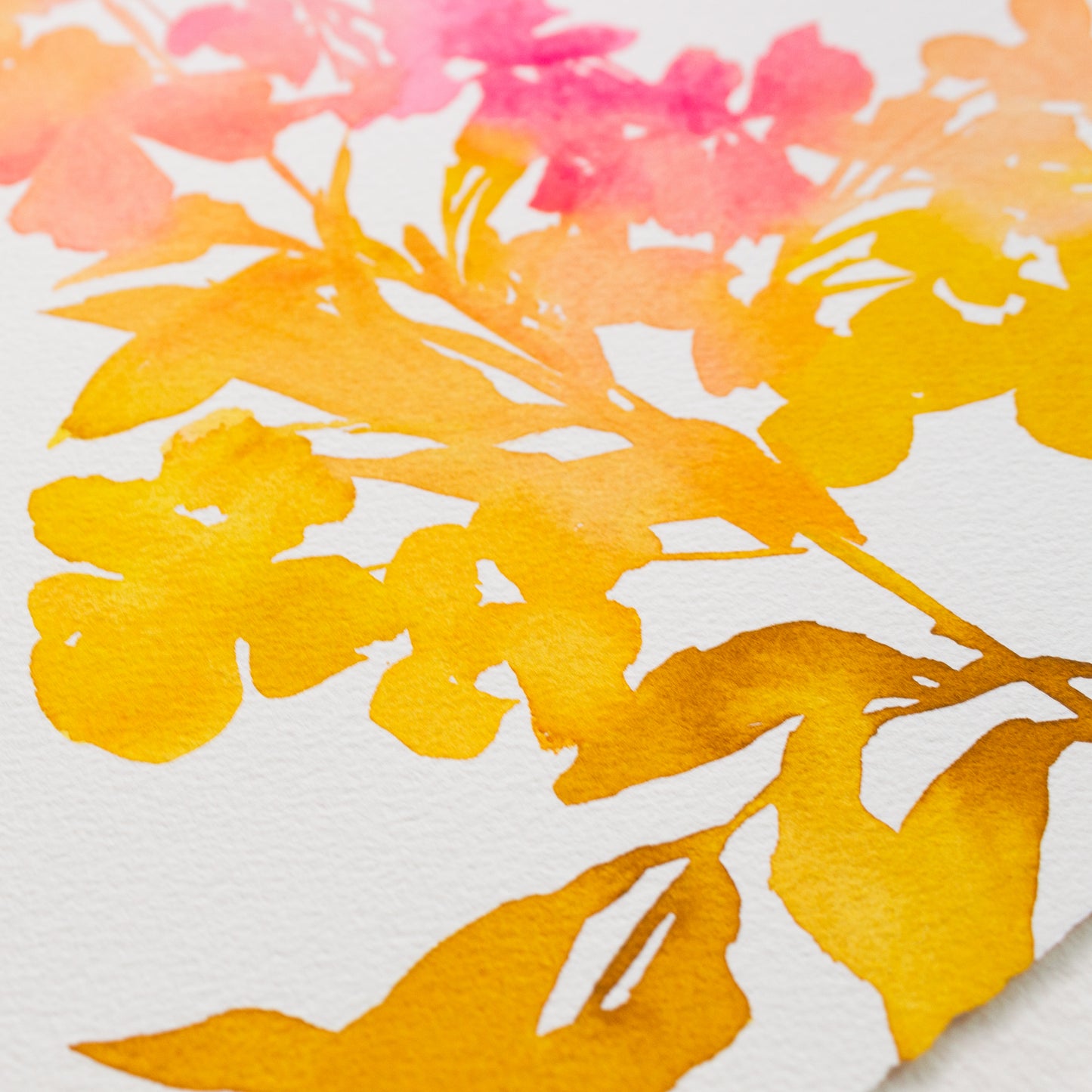 "Pink & Marigold Yellow Wildflower Burst" Print