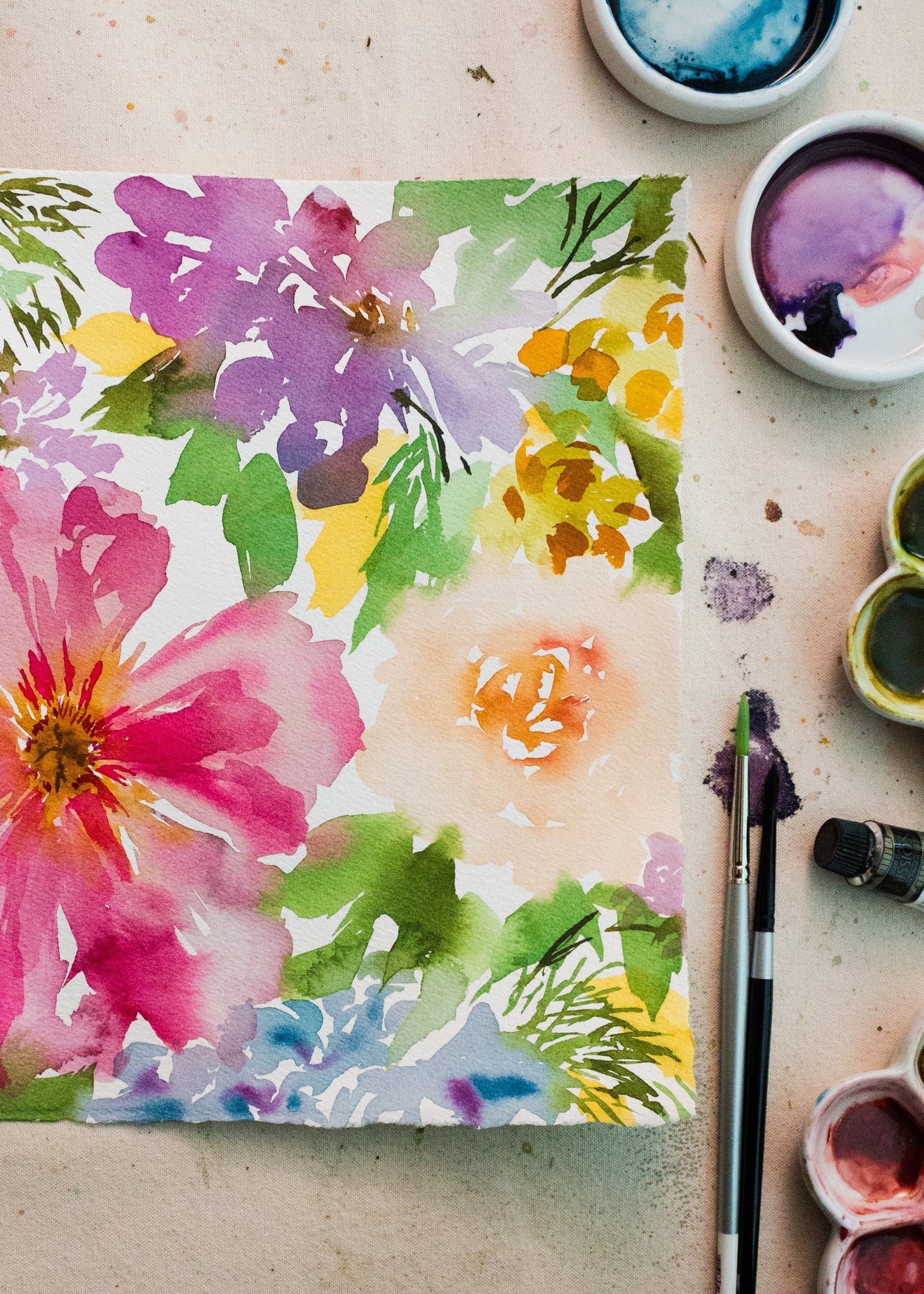 Fluid Florals in Watercolor